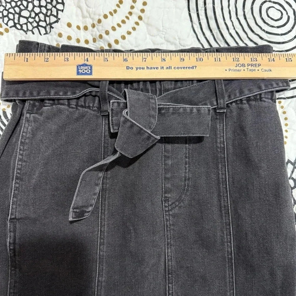 Madewell STRETCH DENIM PAPERBAG MINI SKIRT IN LUNAR WASH Black size Small Belted - Picture 8 of 8
